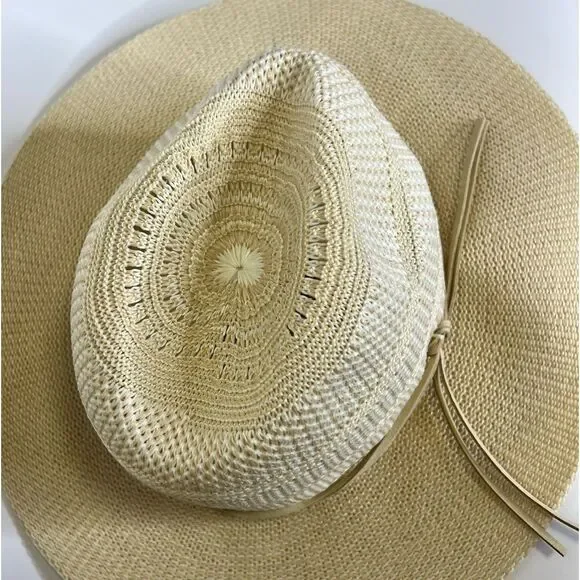 NEW Lucky Brand Stripe Woven Knit Hat Cream One Size - Picture 7 of 12